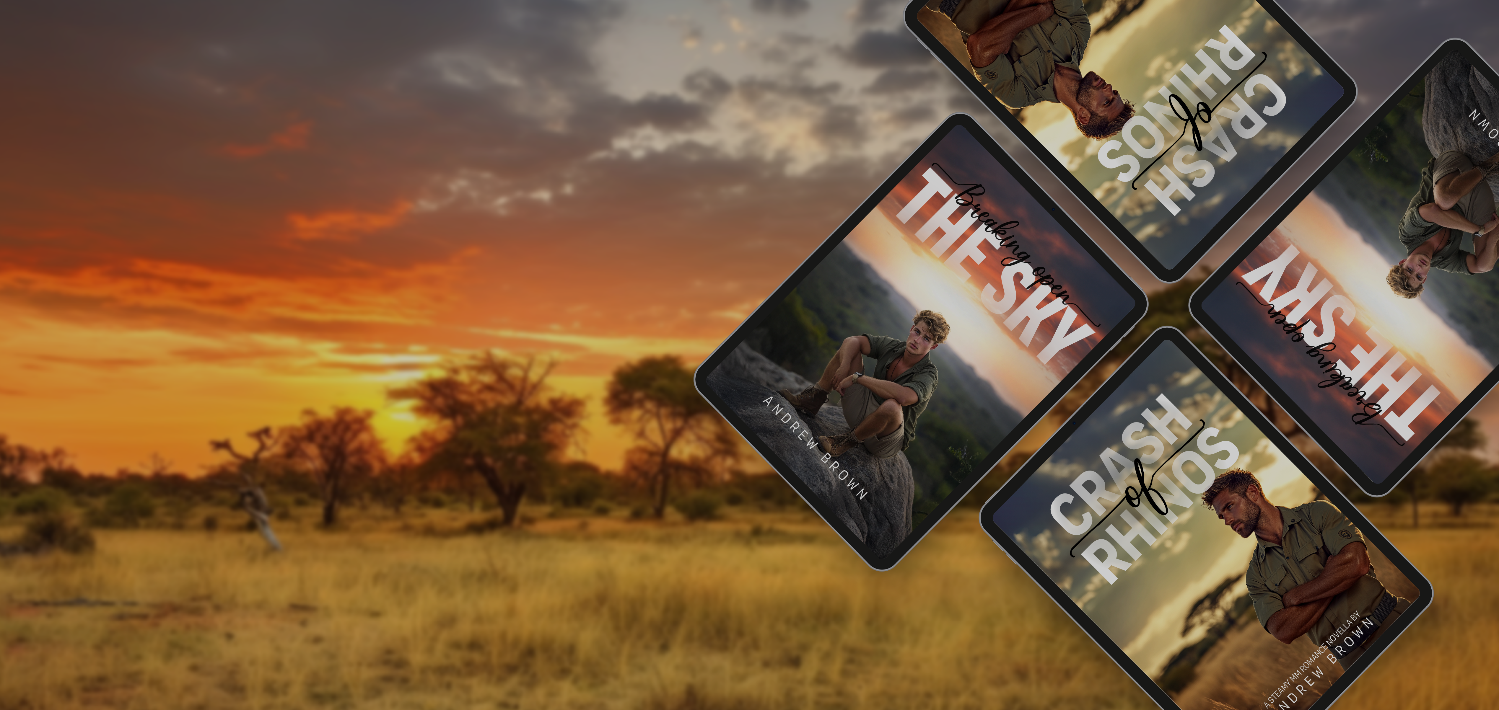 Cover Artwork for Breaking Open the Clouds and Crash of Rhinos by Andrew Brown